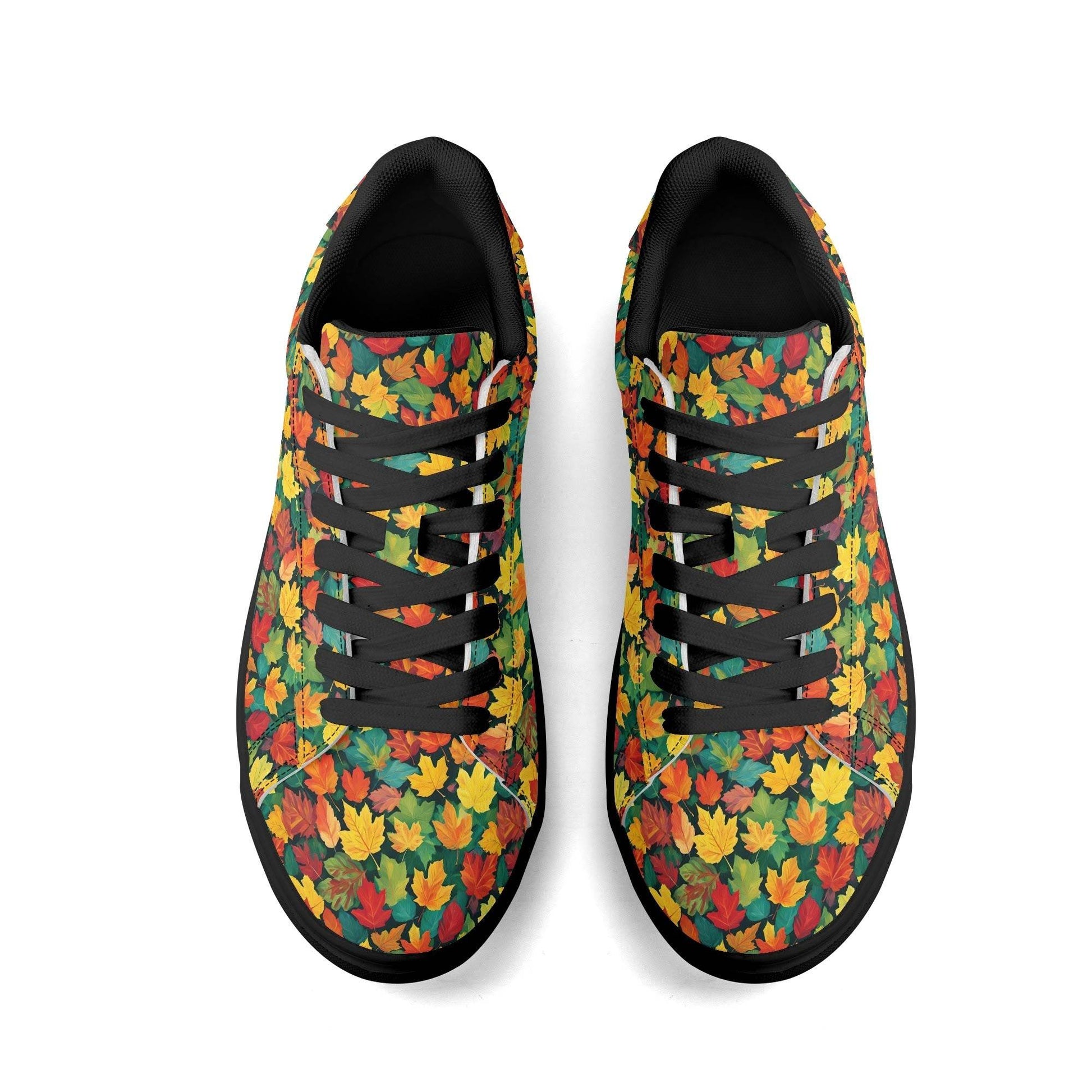 Colorful Leaves Adult Lightweight Brand Low Top Leather Shoes - DeRose Seasonal