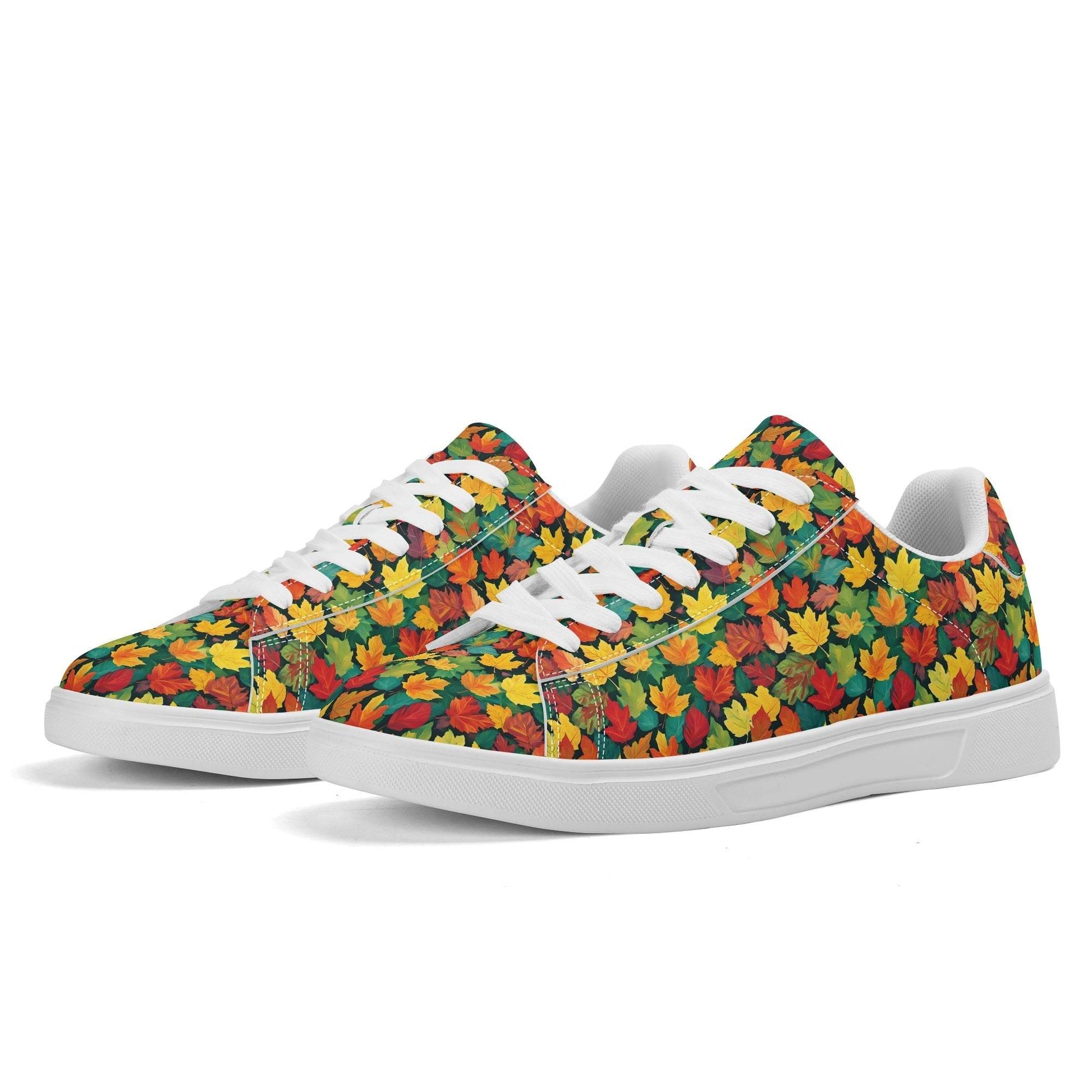 Colorful Leaves Adult Lightweight Brand Low Top Leather Shoes - DeRose Seasonal