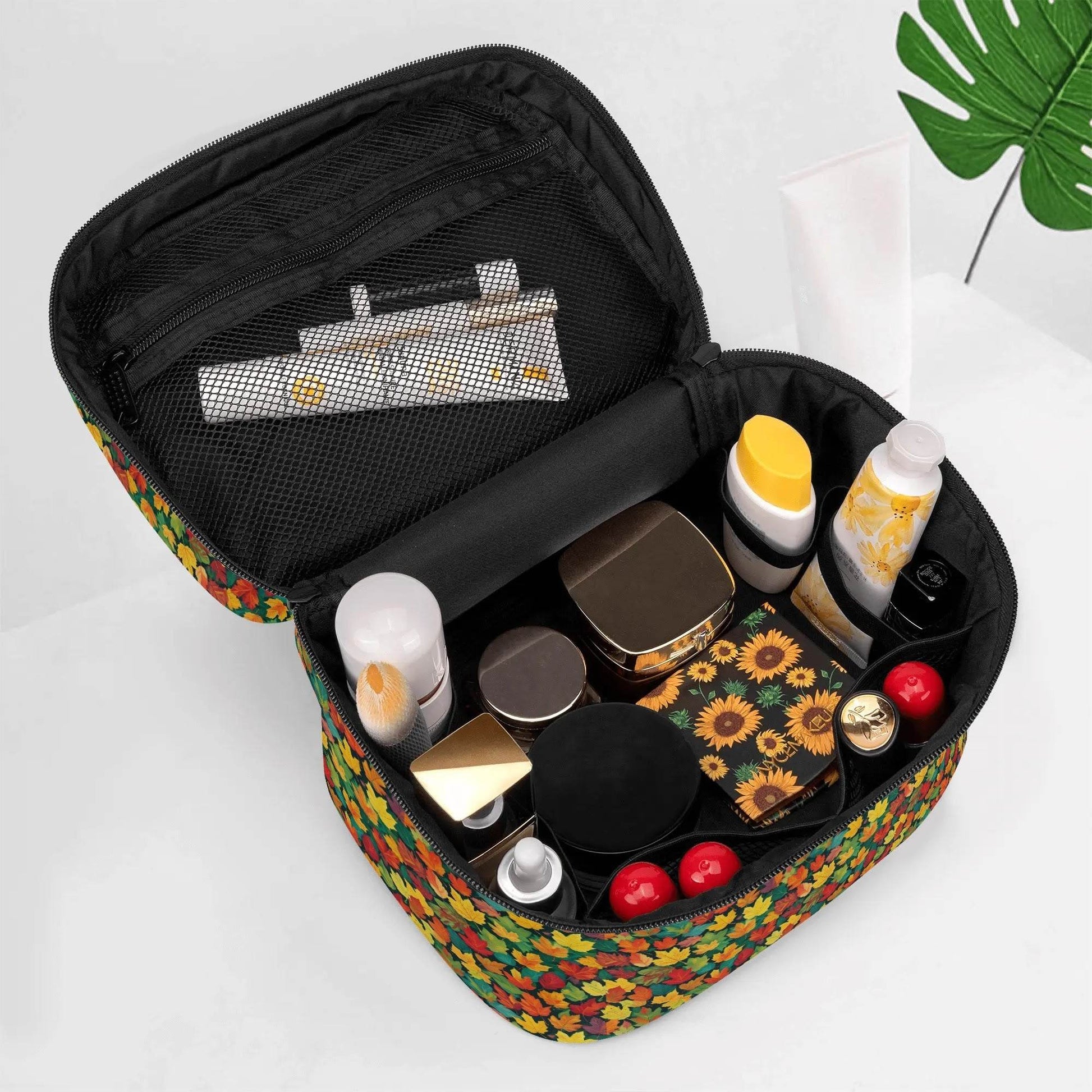 Colorful Leaves Leather Cosmetic Bag - DeRose Seasonal