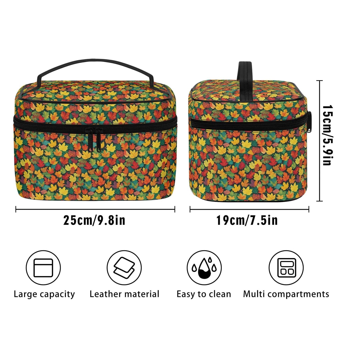 Colorful Leaves Leather Cosmetic Bag - DeRose Seasonal