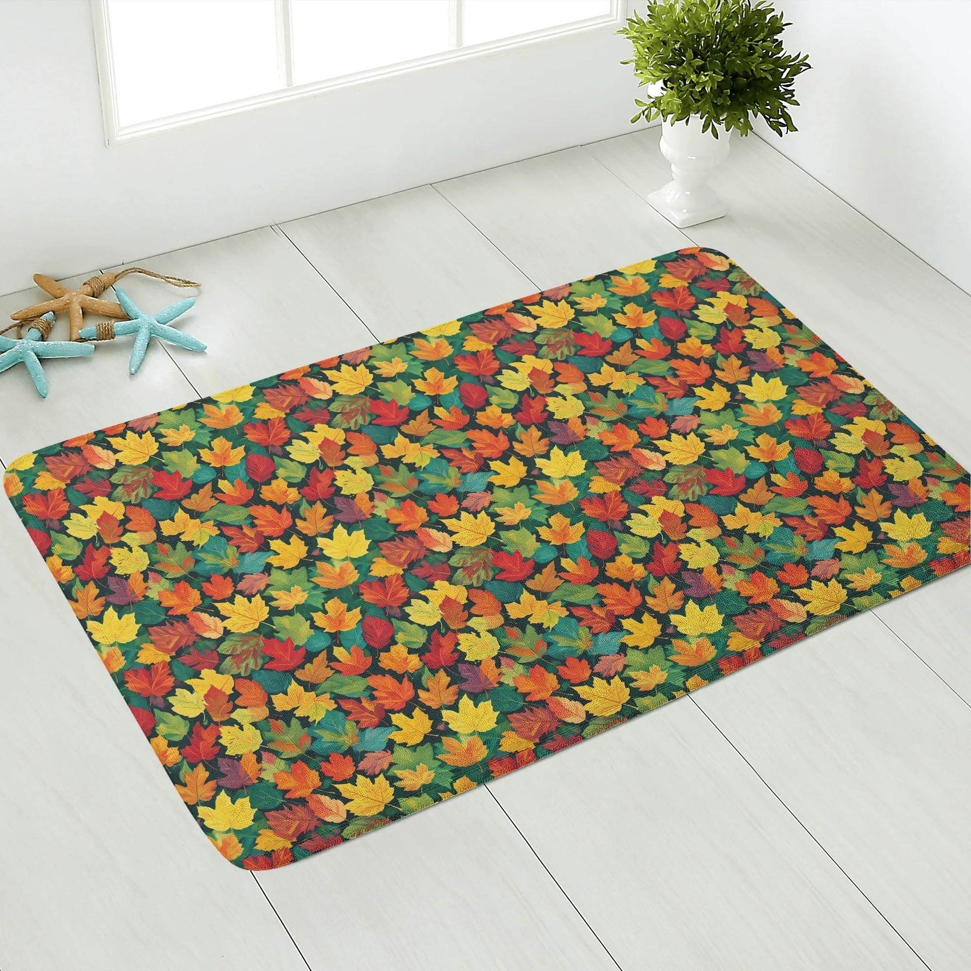 Colorful Leaves Plush Indoor Doormat - DeRose Seasonal