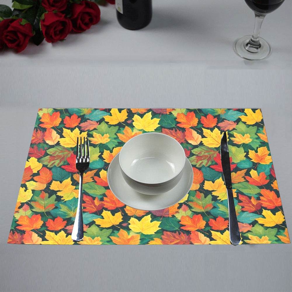 Colorful Leaves Table Placemat (set of 6) Placemats 12" x 18" (Set of 6) DeRose Seasonal