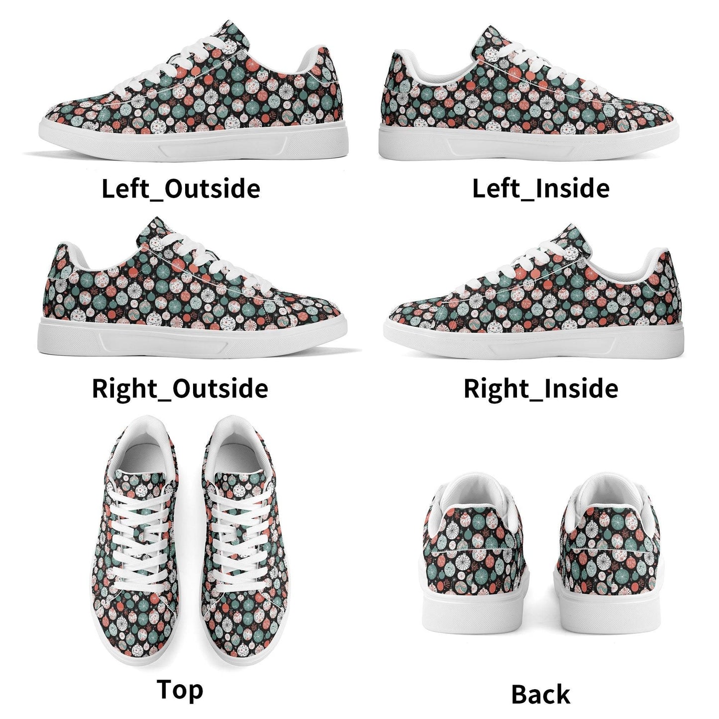 Colorful Ornament Adult Lightweight Brand Low Top Leather Shoes - DeRose Seasonal