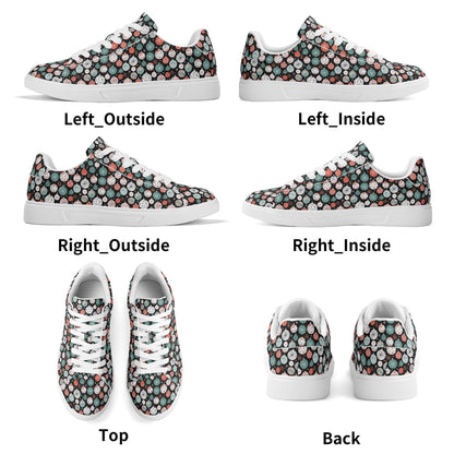 Colorful Ornament Adult Lightweight Brand Low Top Leather Shoes - DeRose Seasonal
