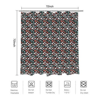 Colorful Ornament Bathroom Four-Piece Set(Shower Curtain + Toilet Cover Mat + Toilet Foot Mat + Floor Mat)| Polyester - DeRose Seasonal