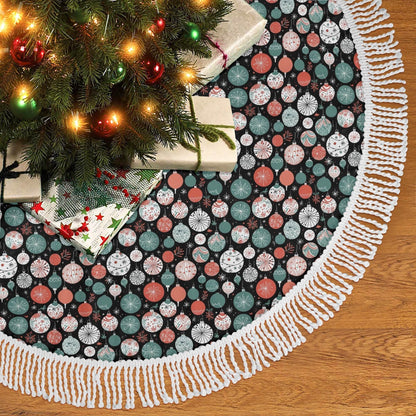 Colorful Ornament Fringed Christmas Tree Skirts - DeRose Seasonal