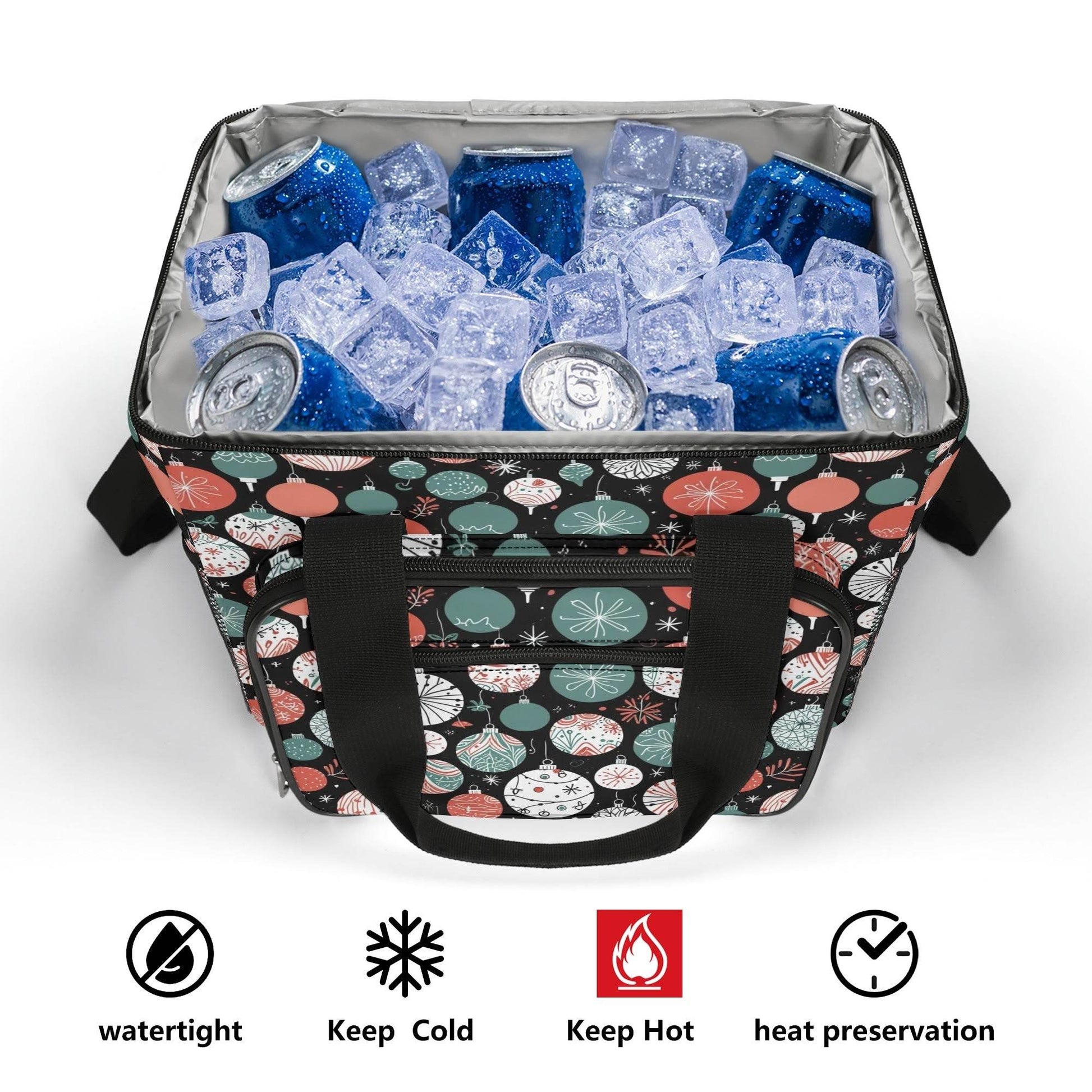 Colorful Ornament Insulated Leakproof Cooler Bag Lunch Box - DeRose Seasonal