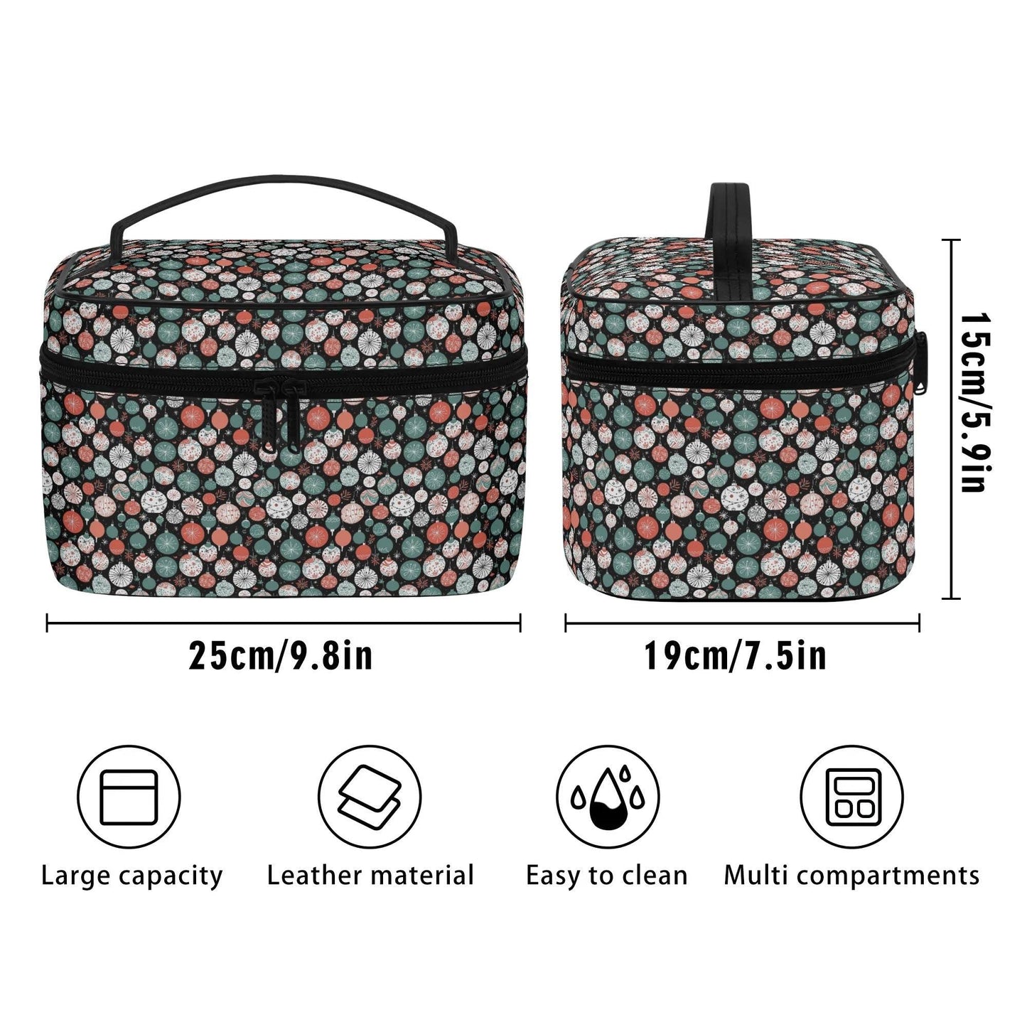 Colorful Ornament Leather Cosmetic Bag - DeRose Seasonal