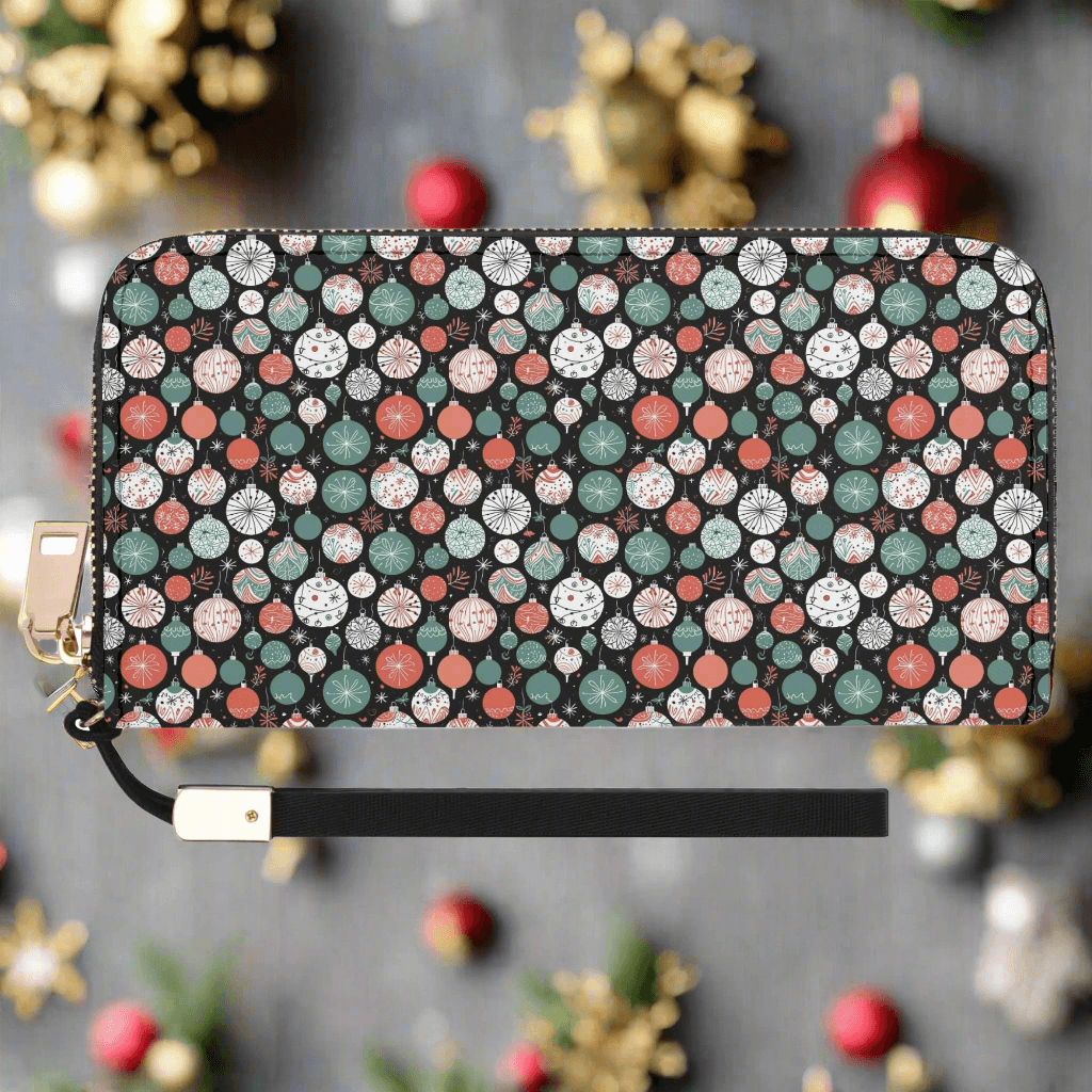 Colorful Ornament Leather Women's Zipper Wristlet Wallet - DeRose Seasonal