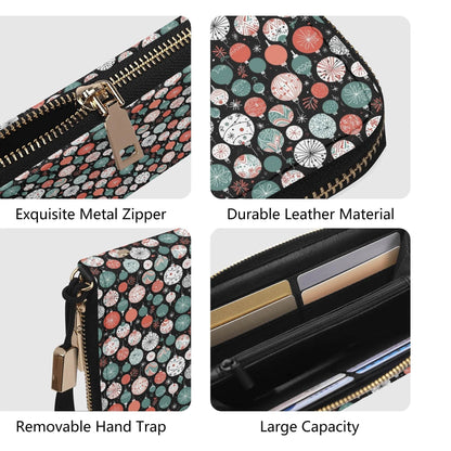 Colorful Ornament Leather Women's Zipper Wristlet Wallet - DeRose Seasonal