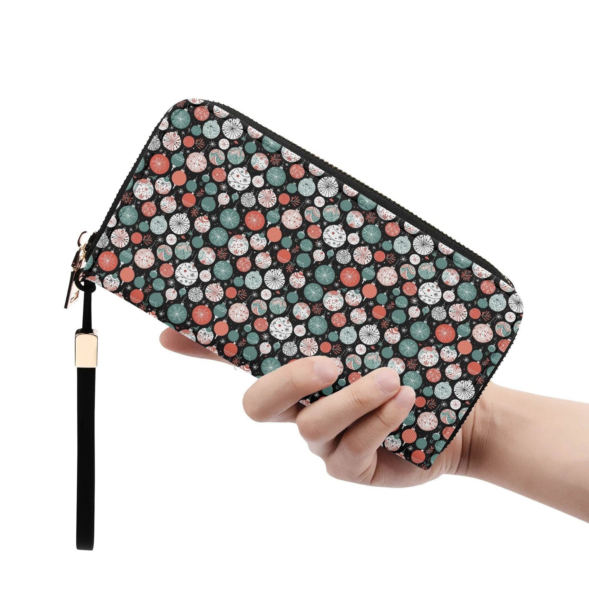Colorful Ornament Leather Women's Zipper Wristlet Wallet - DeRose Seasonal