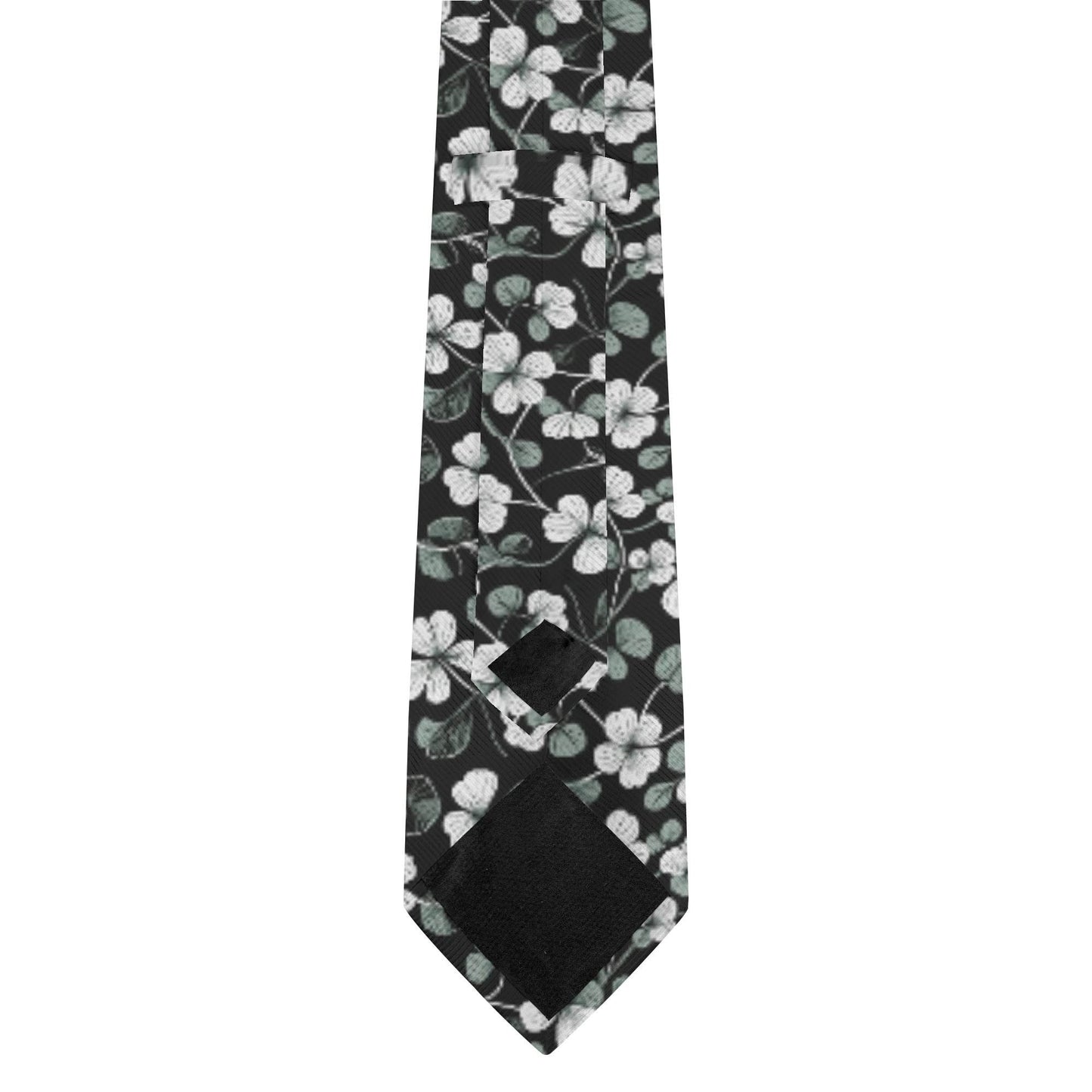 White and Green Clovers Necktie - DeRose Seasonal