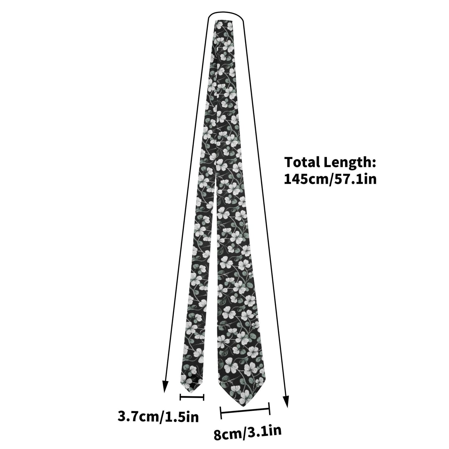 White and Green Clovers Necktie - DeRose Seasonal