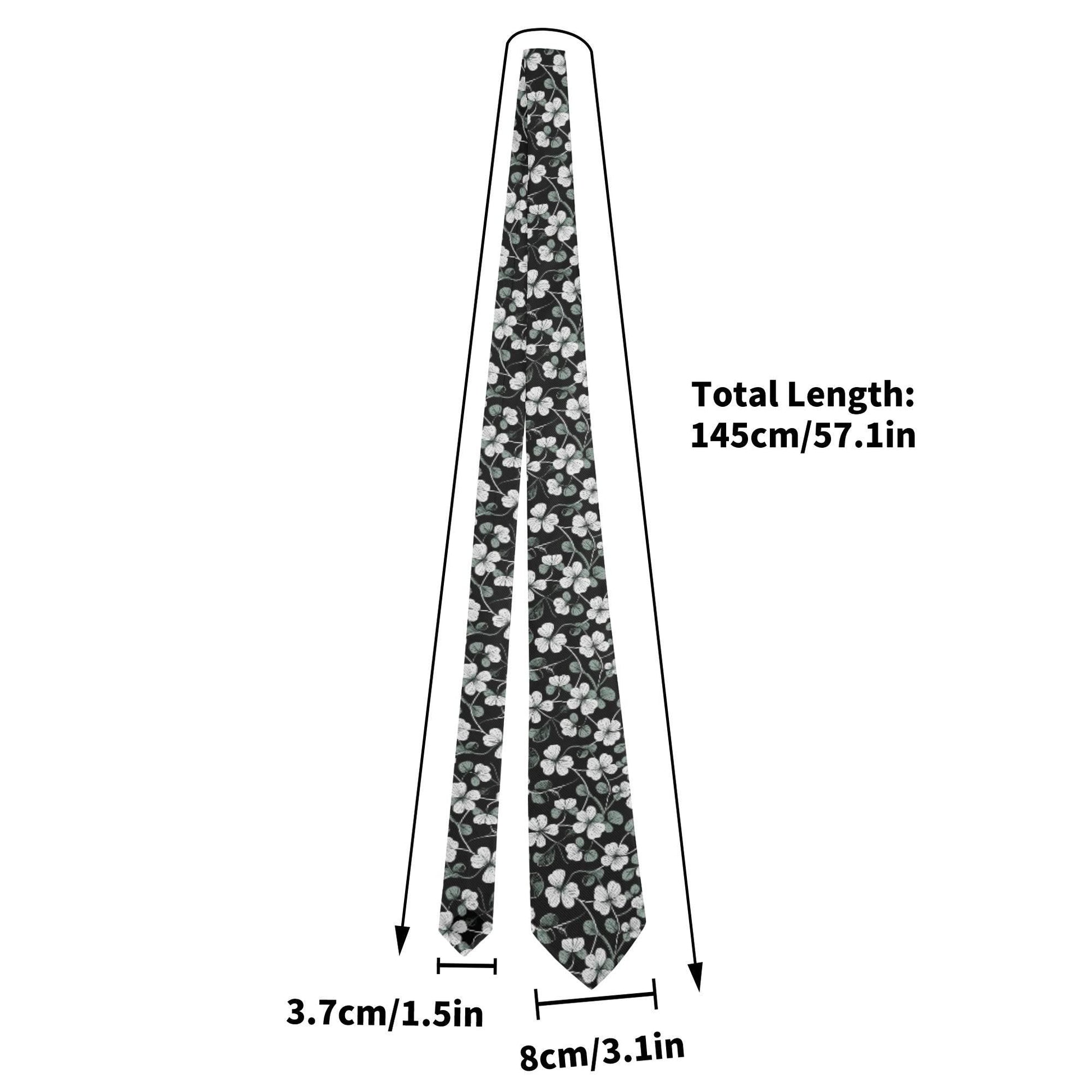 White and Green Clovers Necktie - DeRose Seasonal