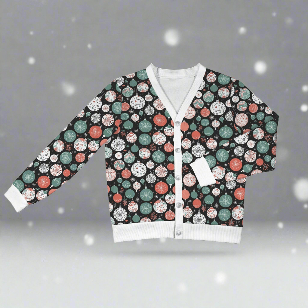 Colorful Ornament Women's Cardigan Button Sweater Custom Women's Cardigan (Model H73) - DeRose Seasonal