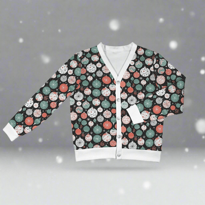 Colorful Ornament Women's Cardigan Button Sweater Custom Women's Cardigan (Model H73) - DeRose Seasonal