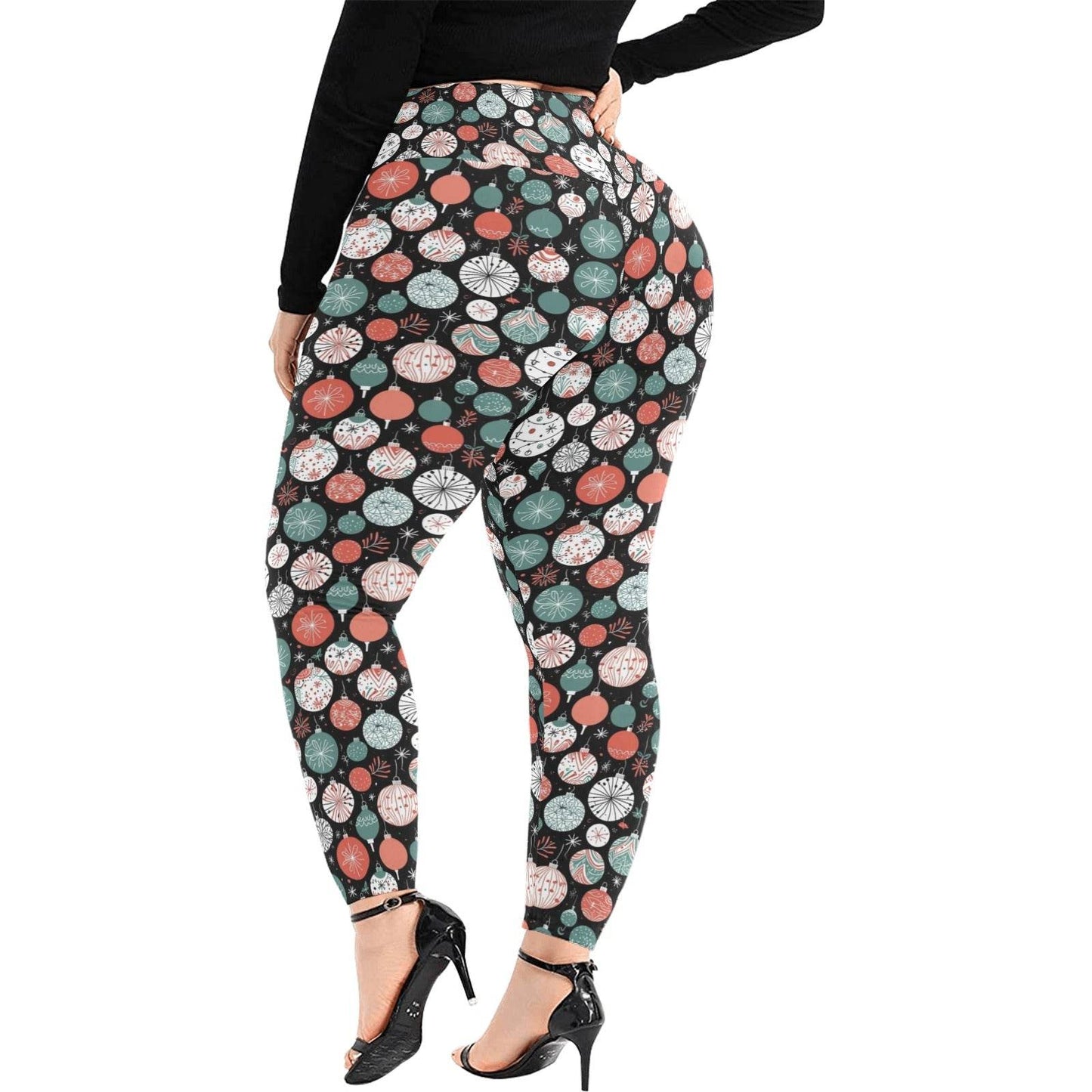 Colorful Ornament Women's Plus Size High Waited Leggings Women's High Waist Leggings(Plus Size)(ModelL45) - DeRose Seasonal