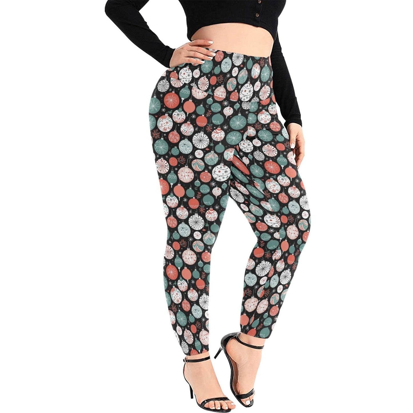 Colorful Ornament Women's Plus Size High Waited Leggings Women's High Waist Leggings(Plus Size)(ModelL45) - DeRose Seasonal