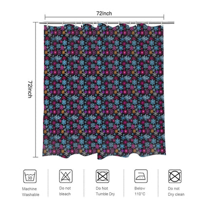 Colorful Party Snowflake Bathroom Four-Piece Set(Shower Curtain + Toilet Cover Mat + Toilet Foot Mat + Floor Mat)| Polyester - DeRose Seasonal
