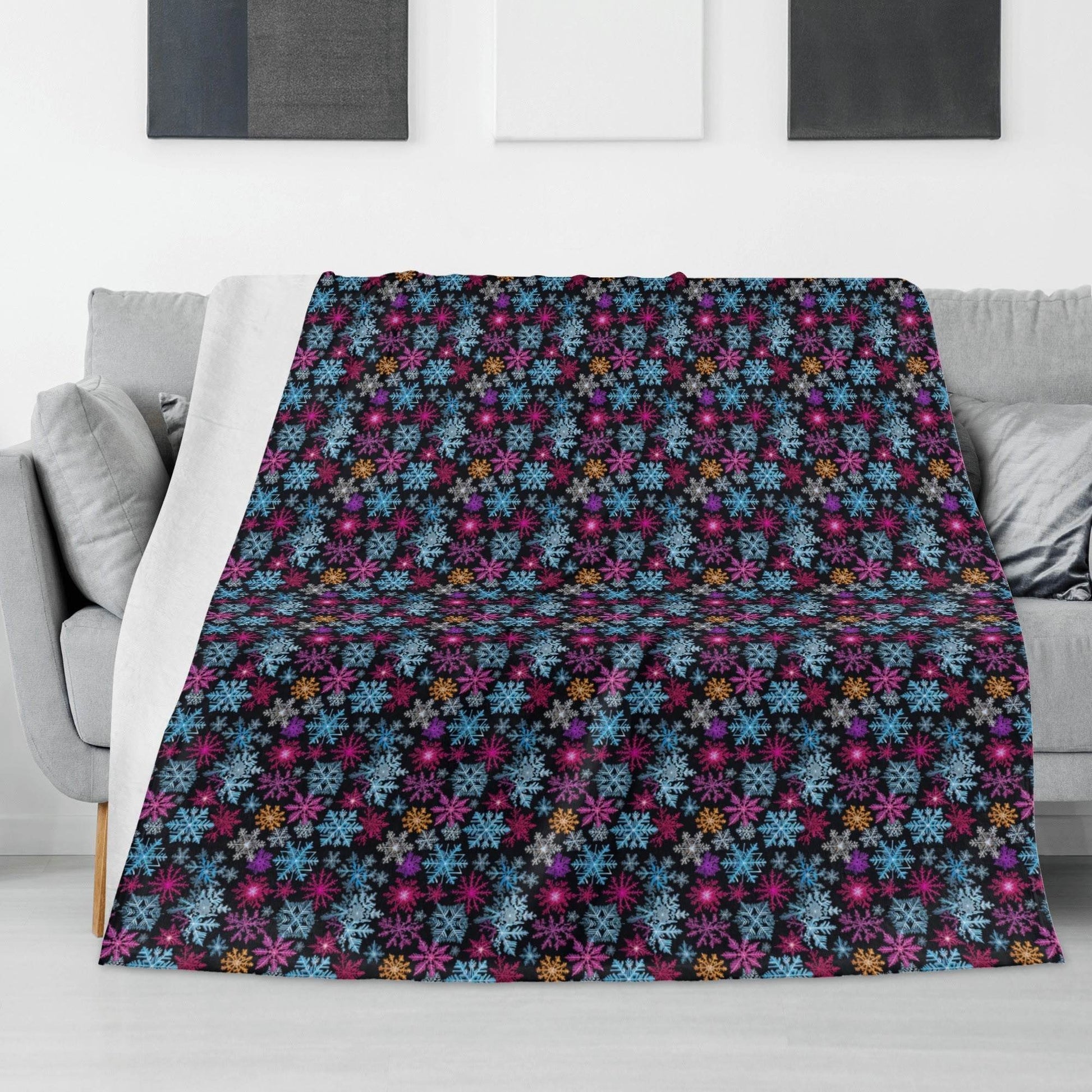 Colorful Party Snowflake Flannel Breathable Blanket 4 Sizes - DeRose Seasonal