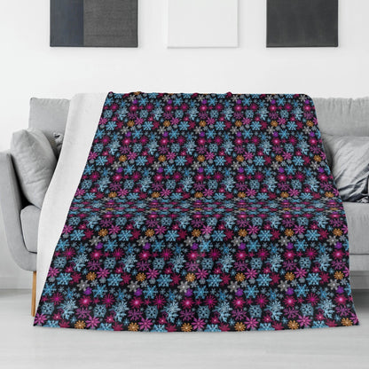 Colorful Party Snowflake Flannel Breathable Blanket 4 Sizes - DeRose Seasonal