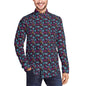 Colorful Party Snowflake Men's Classic Long-Sleeved Button up Polyester Dress Shirt - DeRose Seasonal