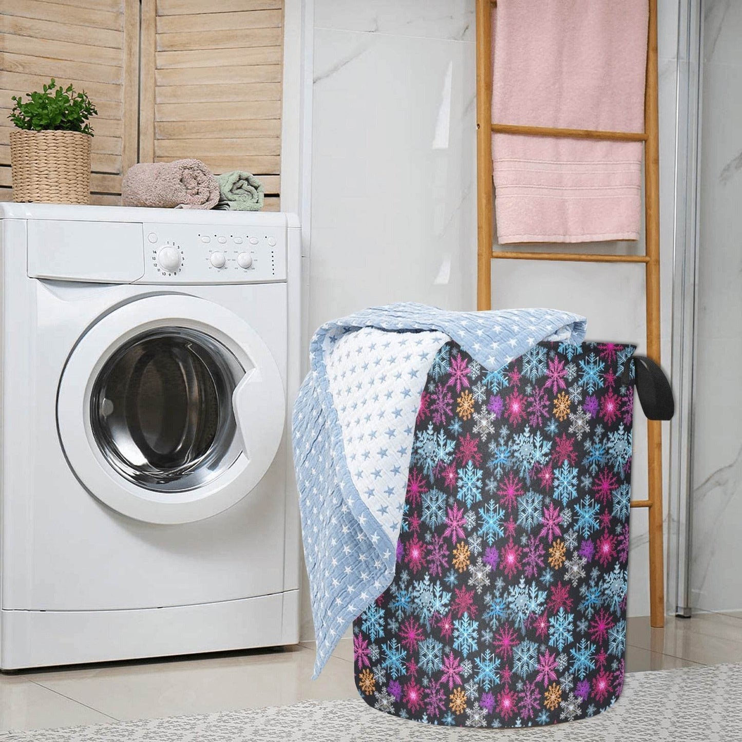 Colorful Party Snowflake Polyester Laundry and Blanket Basket - DeRose Seasonal