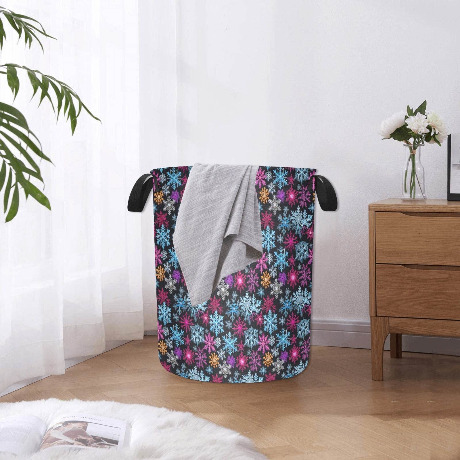 Colorful Party Snowflake Polyester Laundry and Blanket Basket - DeRose Seasonal