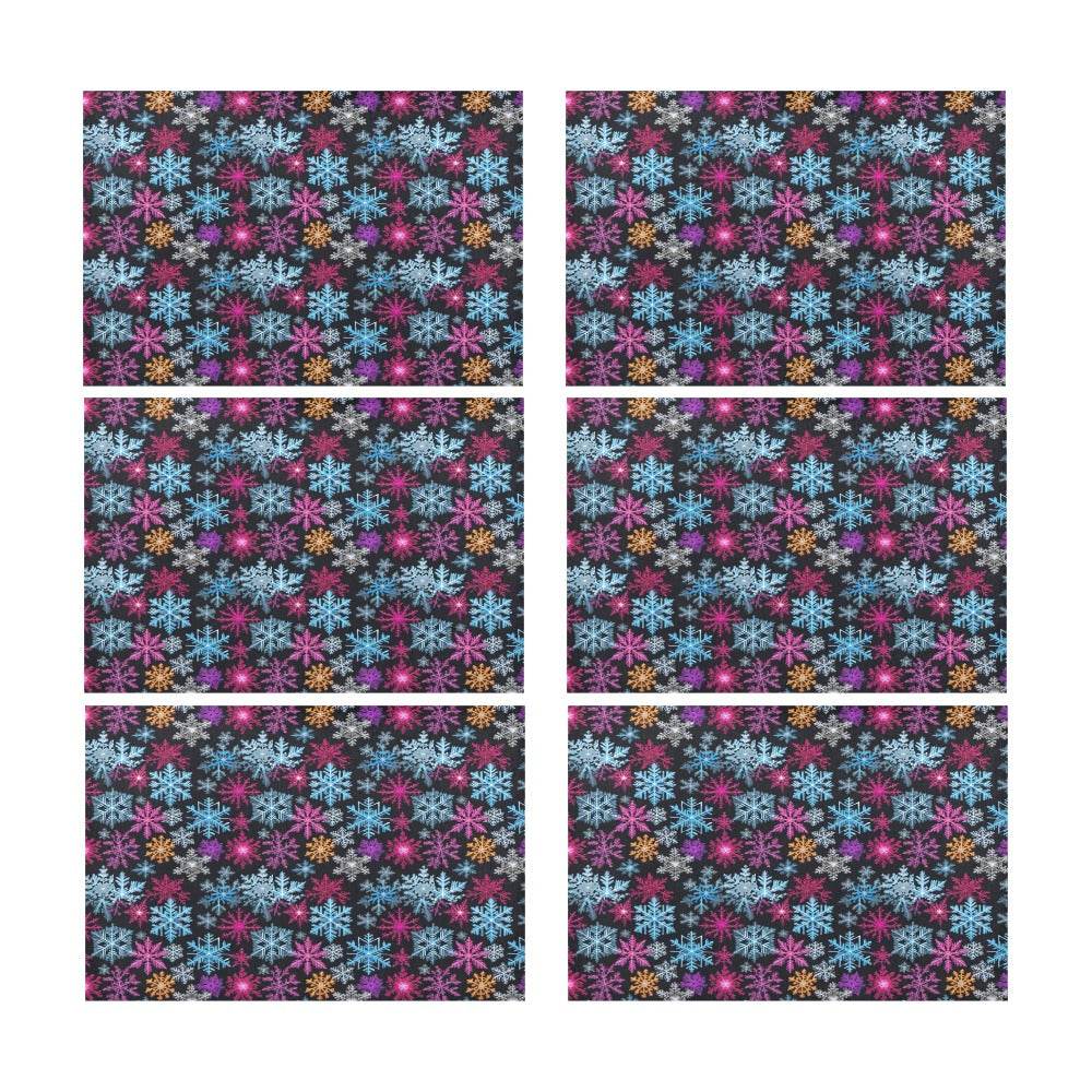 Colorful Party Snowflake Table Placemats (set of 6) - DeRose Seasonal