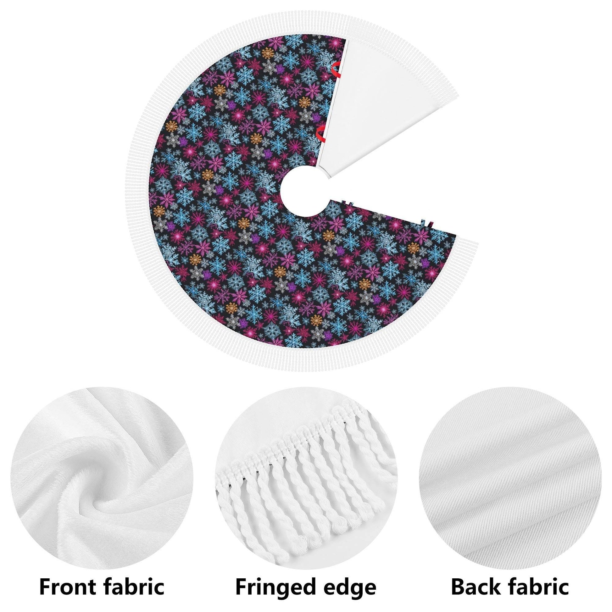 Colorful Party Snowflakes Fringed Christmas Tree Skirts - DeRose Seasonal