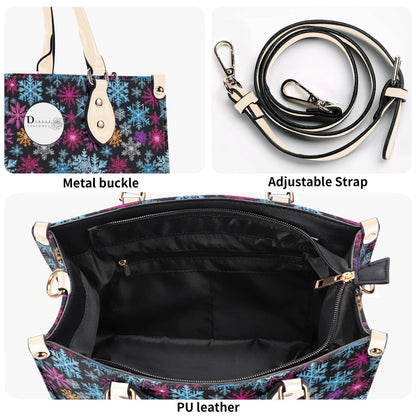 Colorful Party Snowflakes Luxury Women Leather Handbag (3 sizes) - DeRose Seasonal