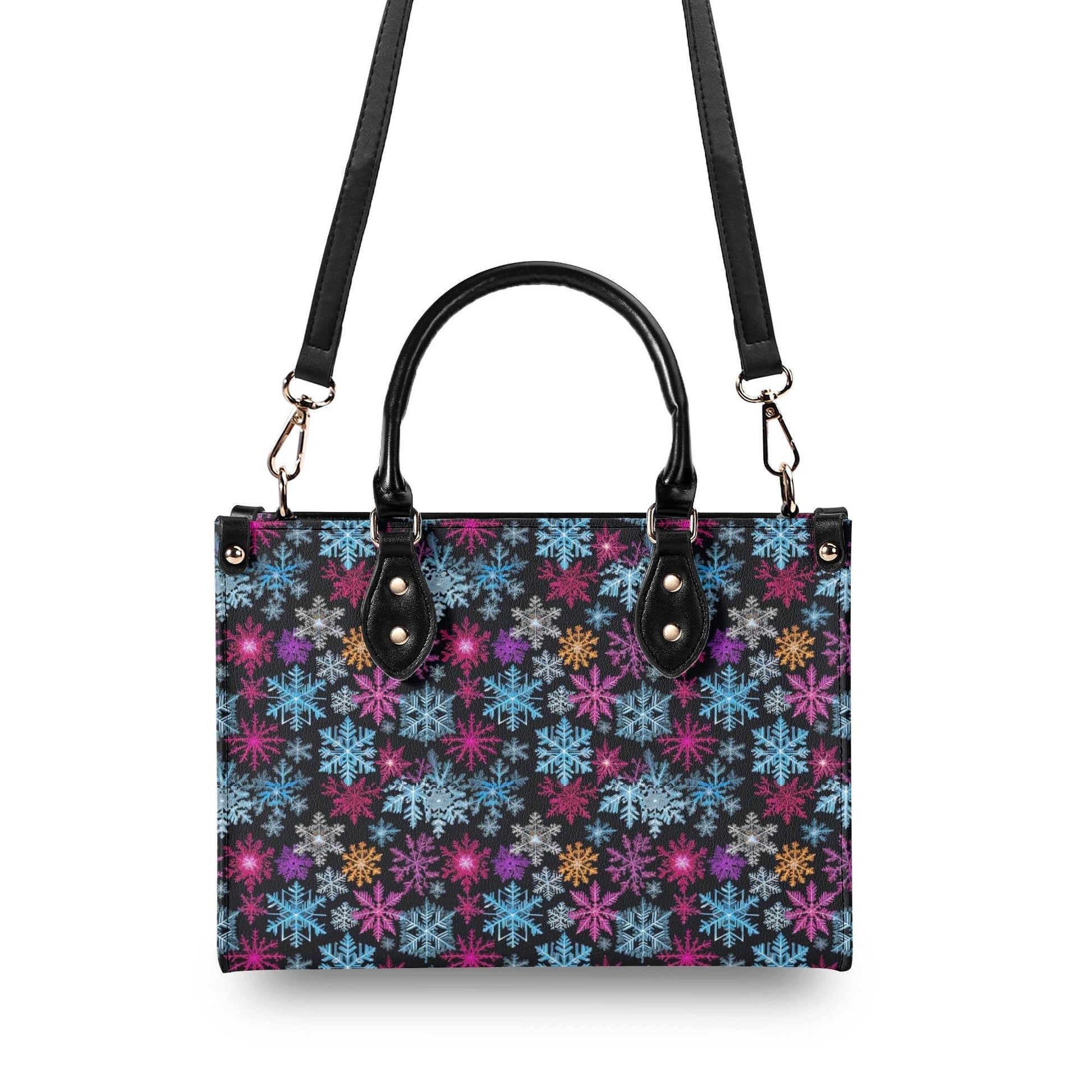 Colorful Party Snowflakes Luxury Women Leather Handbag (3 sizes) - DeRose Seasonal