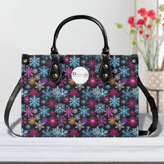 Colorful Party Snowflakes Luxury Women Leather Handbag (3 sizes) - DeRose Seasonal