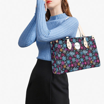 Colorful Party Snowflakes Luxury Women Leather Handbag (3 sizes) - DeRose Seasonal