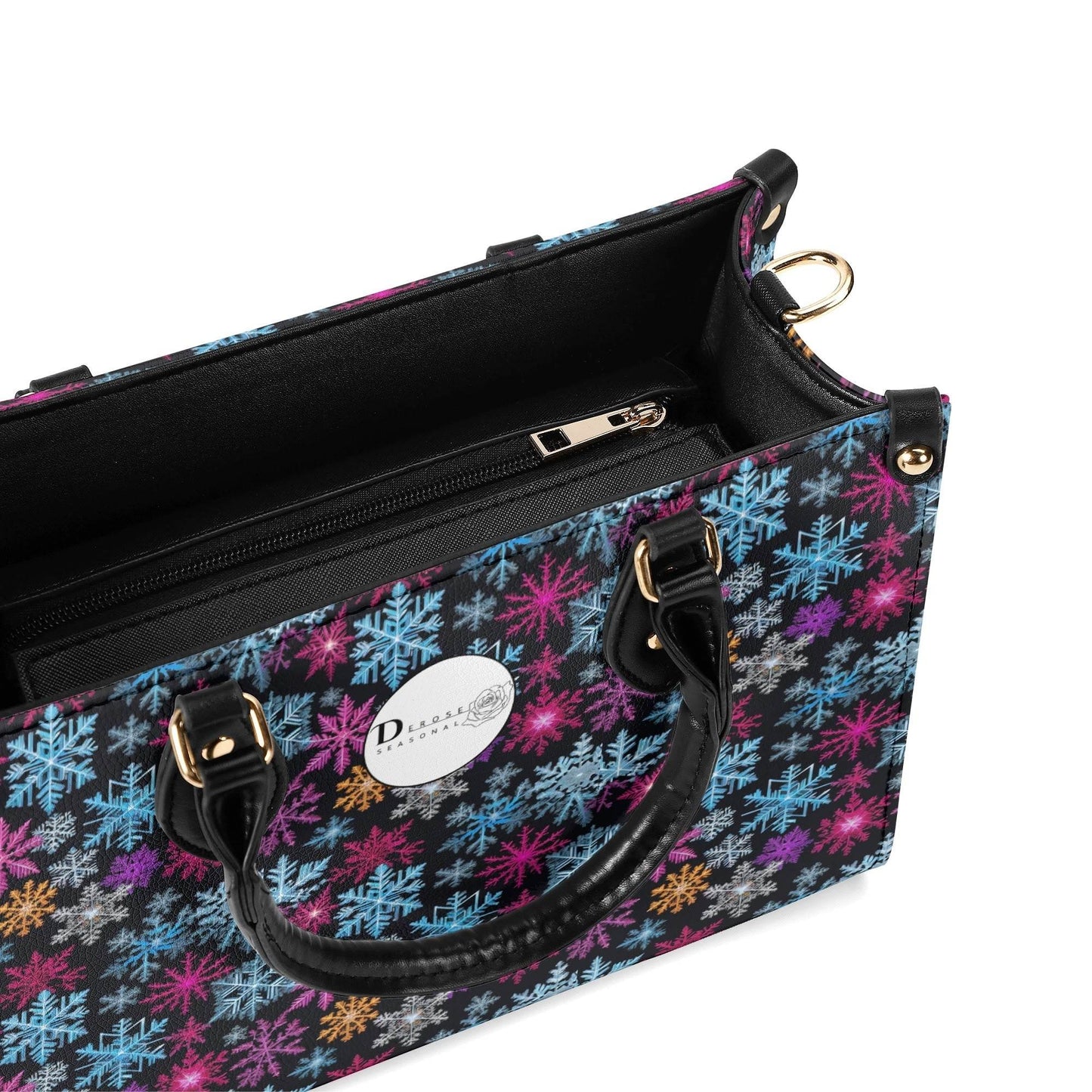 Colorful Party Snowflakes Luxury Women Leather Handbag (3 sizes) - DeRose Seasonal