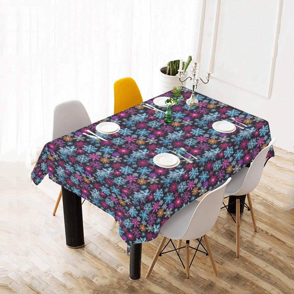 Colorful Party Snowflakes Polyester Tablecloth Polyester Tablecloth 70"x 52" DeRose Seasonal