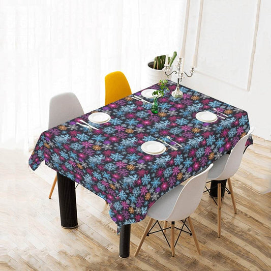 Colorful Party Snowflakes Polyester Tablecloth Polyester Tablecloth 70"x 52" DeRose Seasonal