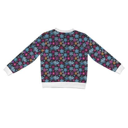 Colorful Party Snowflakes Women's Cardigan Button Sweater Custom Women's Cardigan (Model H73) - DeRose Seasonal