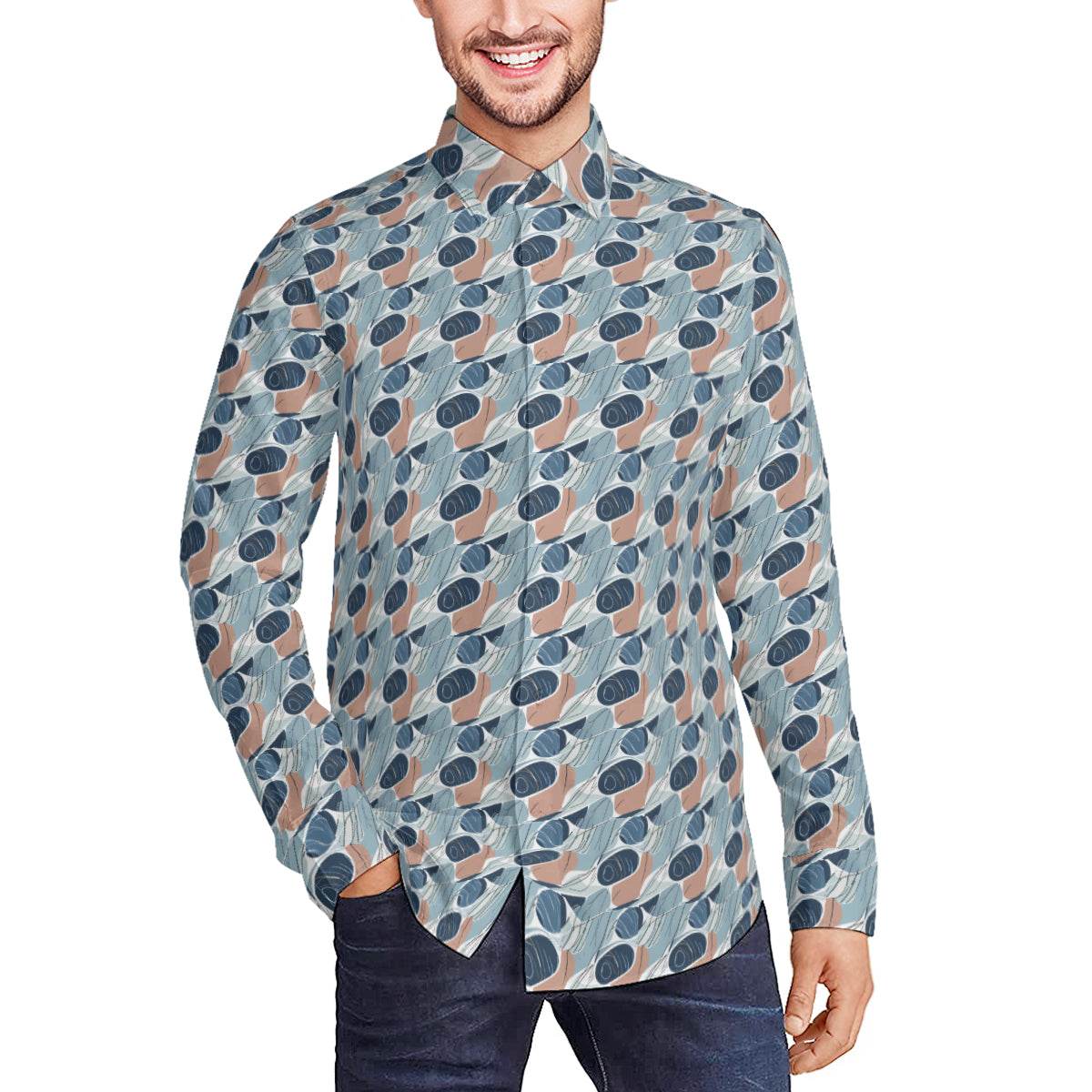 Cool Touch Men's Classic Long-Sleeved Button up Polyester Dress Shirt - DeRose Seasonal