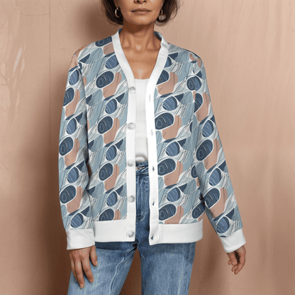 Cool Touch Women's Cardigan Button Sweater Custom Women's Cardigan (Model H73) - DeRose Seasonal