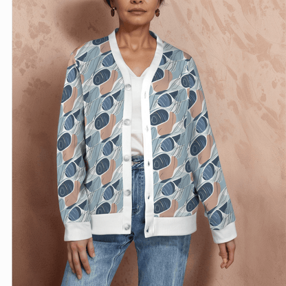 Cool Touch Women's Cardigan Button Sweater Custom Women's Cardigan (Model H73) - DeRose Seasonal