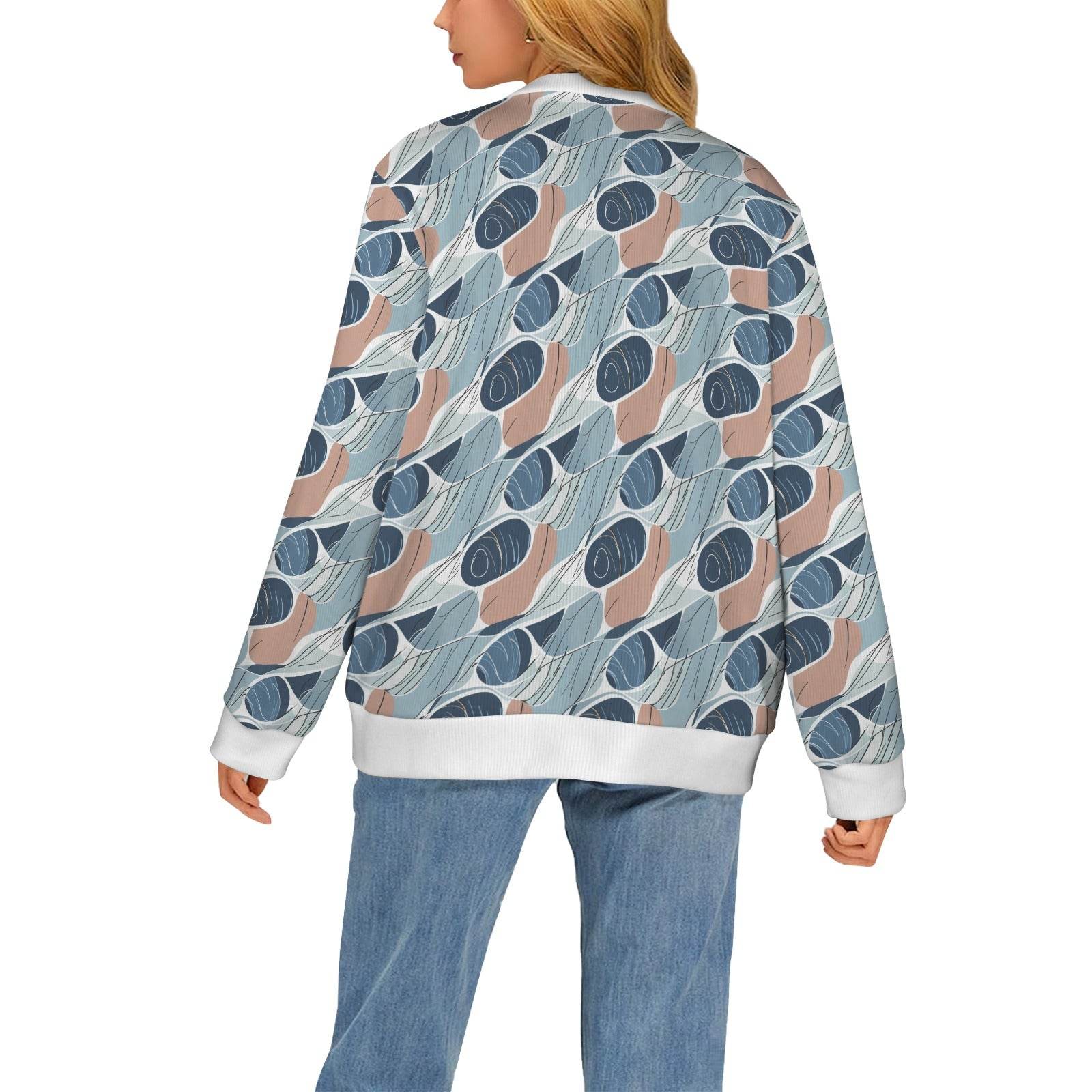 Cool Touch Women's Cardigan Button Sweater Custom Women's Cardigan (Model H73) - DeRose Seasonal