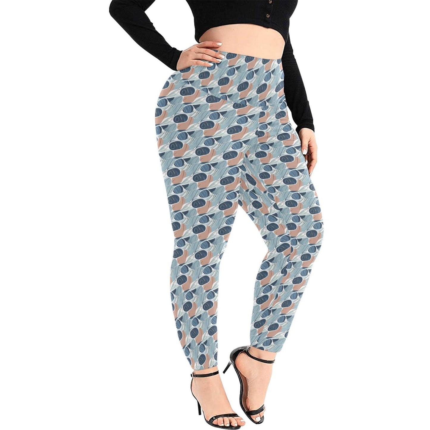 Cool Touch Women's Plus Size High Waited Leggings Women's High Waist Leggings(Plus Size)(ModelL45) - DeRose Seasonal