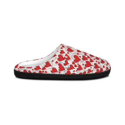 Cozy Scribbled Hearts Men's Indoor Slippers - Perfect for Valentine's Day Comfort - DeRose Seasonal