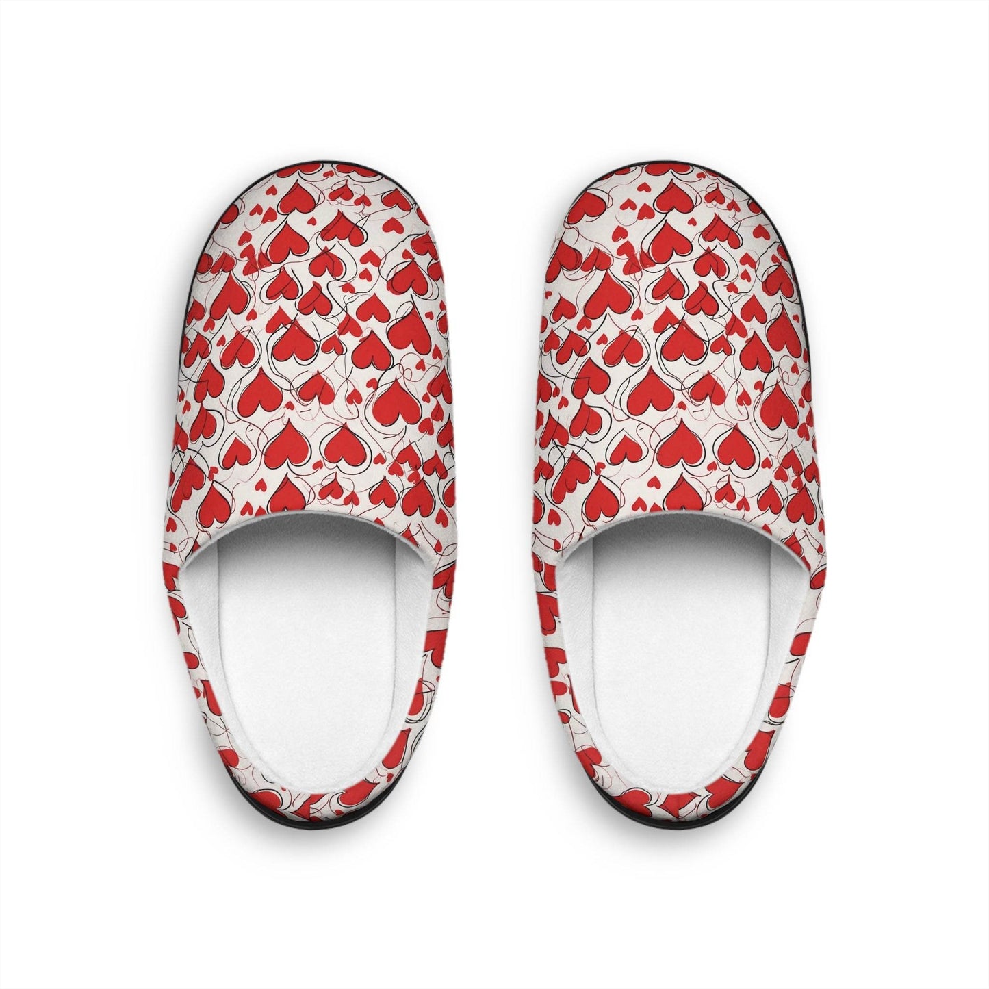 Cozy Scribbled Hearts Men's Indoor Slippers - Perfect for Valentine's Day Comfort - DeRose Seasonal