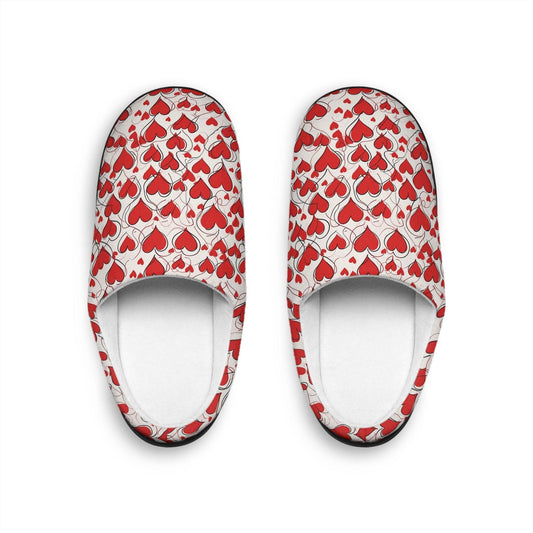 Cozy Scribbled Hearts Men's Indoor Slippers - Perfect for Valentine's Day Comfort - DeRose Seasonal