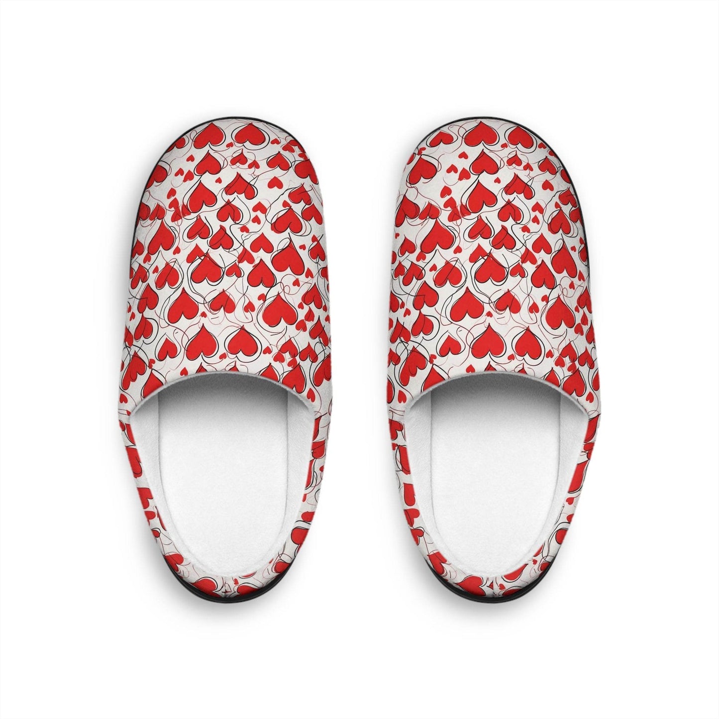 Cozy Scribbled Hearts Women's Indoor Slippers - Perfect for Valentine's Day & Relaxation - DeRose Seasonal