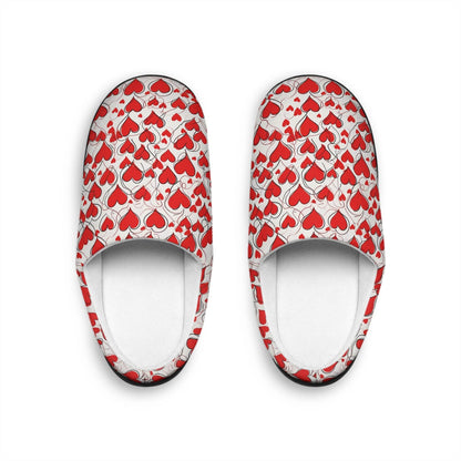 Cozy Scribbled Hearts Women's Indoor Slippers - Perfect for Valentine's Day & Relaxation - DeRose Seasonal
