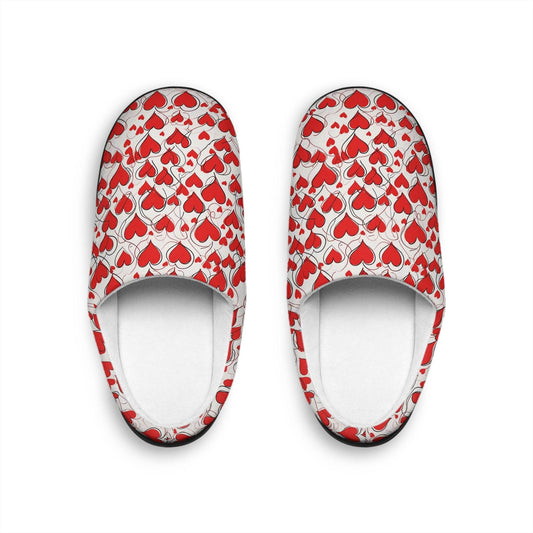 Cozy Scribbled Hearts Women's Indoor Slippers - Perfect for Valentine's Day & Relaxation - DeRose Seasonal
