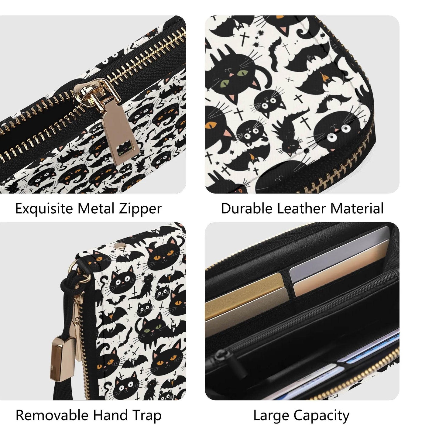 Crazy Cat Lady Leather Women's Zipper Wristlet Wallet - DeRose Seasonal